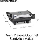 Panini Press Sandwich Maker & Electric Indoor Grill with Locking Lid, Opens Wide to Fit Any Thickness for Quesadillas, Burgers & More, Nonstick 8" x 10" Grids, Chrome (25460MNA)