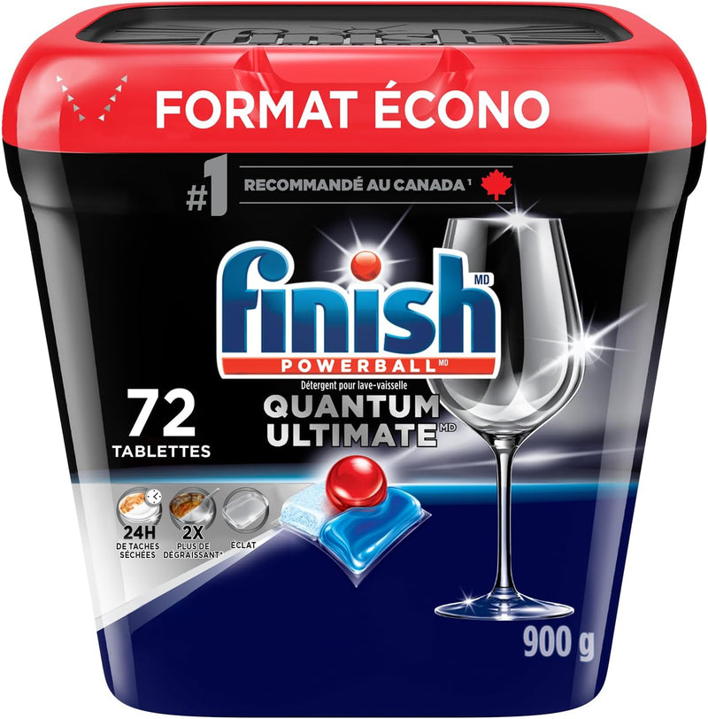 Finish Power Ball Quantum Ultimate Dishwasher Detergent Tabs, Scrubs, Degreases, Shines, Ultimate Clean & Shine 1st time everytime, 72 Tabs
