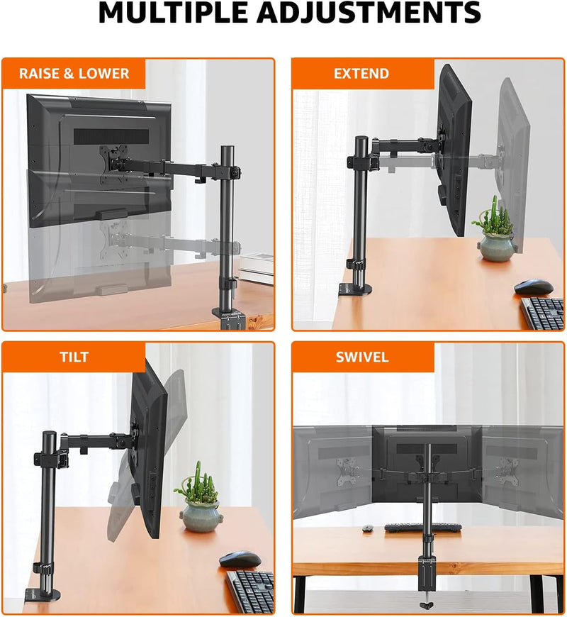 FlexMount Solo Monitor Arm – Adjustable Desk Stand, Steel