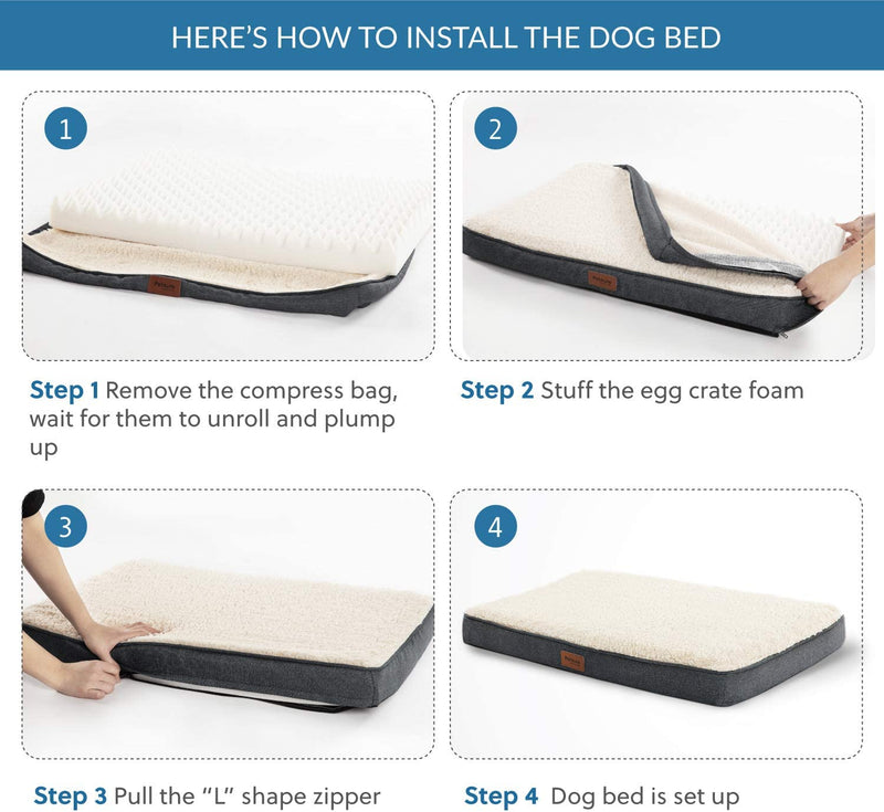 Bedsure Orthopedic Big Dog Beds with Removable Washable Cover, Egg Crate Foam Pet Bed Mat