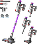 MQDXE Cordless Stick Vacuum Cleaner: 550W Powerful Suction, LED Display, 55 Min Runtime, Anti-Tangle Brush, Rechargeable Battery, Lightweight for Home, Pet...