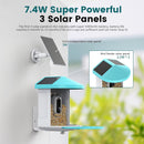 Dragon Touch Smart Bird Feeder with Camera, 1080P Bird Feeder Camera with 3 Solar Panels 7.4W Super Power, AI Identify 11,000+ Species, WiFi, Auto Capture Bird Video, Real-Time View (Nearer 4)