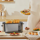 Long Slot 4 Slice Toaster, Countdown Timer, 6 Browning Settings, Cancel/Bagel/Defrost Functions, Built-in Warming Rack, Removable Crumb Tray, Extra-Wide Long Slots - Stainless Steel