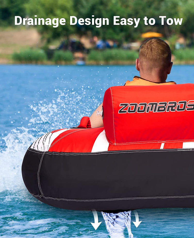 Zoombros Towable Tubes For Boating 2 Person, Water Tubes For Boats To Pull, Safety Inflatable Boat Tubes And Towable, Large