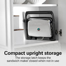 Panini Press Sandwich Maker & Electric Indoor Grill with Locking Lid, Opens Wide to Fit Any Thickness for Quesadillas, Burgers & More, Nonstick 8" x 10" Grids, Chrome (25460MNA)