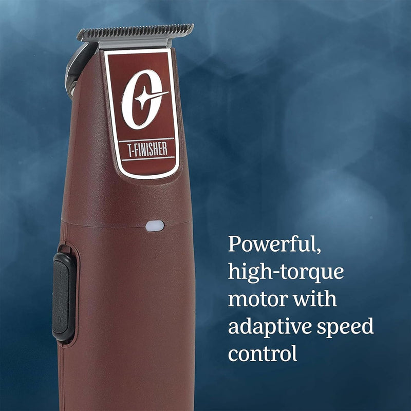 Oster Professional Cordless Hair Trimmer with Rechargeable Battery and Ergonomic Design, T-Finisher T-Blade Trimmer, Burgundy