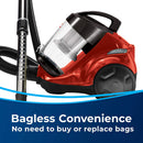 Bissell Canister Vacuum Cleaner - Zing Bagless Lightweight Compact Straight Suction - Hard Floor and Low-Pile Carpet | 21565 , Red