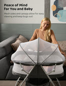 besrey Bassinet for Baby, 3 in 1 Portable Baby Bassinets Bed, Easy Folding Bedside Sleeper Crib, Quick-Fold for Newborn Infant, Compact Storage, Mattress and Mosquito Net Included