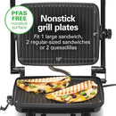 Panini Press Sandwich Maker & Electric Indoor Grill with Locking Lid, Opens Wide to Fit Any Thickness for Quesadillas, Burgers & More, Nonstick 8" x 10" Grids, Chrome (25460MNA)