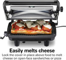 Panini Press Sandwich Maker & Electric Indoor Grill with Locking Lid, Opens Wide to Fit Any Thickness for Quesadillas, Burgers & More, Nonstick 8" x 10" Grids, Chrome (25460MNA)