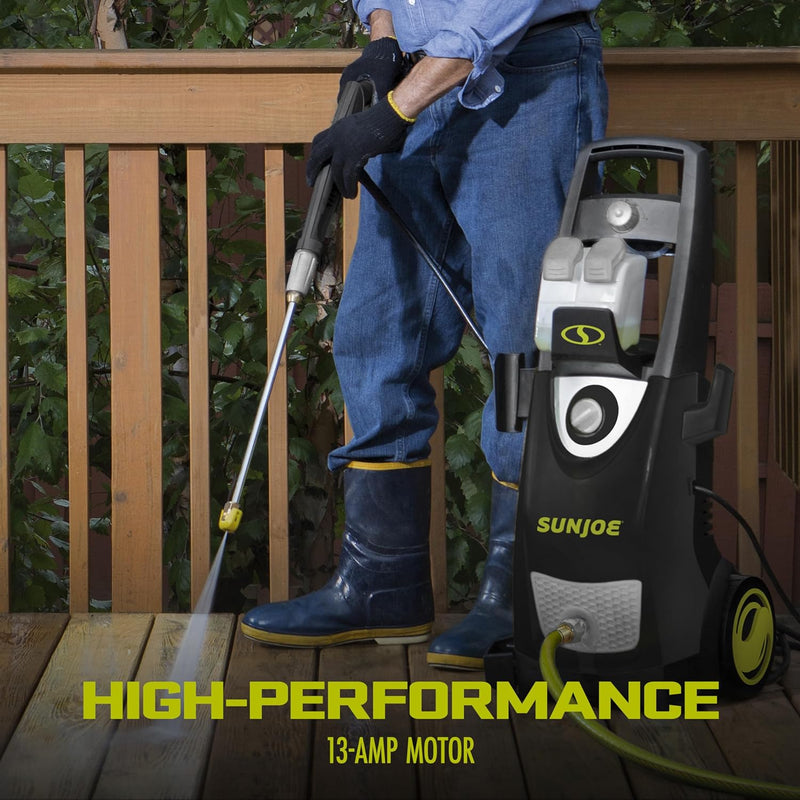 Sun Joe SPX3000 14.5-Amp 2030 PSI Max 1.76 GPM Max Electric High-Pressure Washer w/ 5 Quick-Connect Tips, Detergent Tanks, Cleans Cars, Fences, Patios, Decks, Sidewalks, 15.6 x 13.5 x 33.9