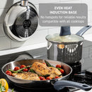 T-Fall 12-Piece Stainless Steel Cookware Set, Induction Compatible, Oven Safe 350°F, Includes Stewpots, Stockpot, Saucepan, Lids & Tools, Dishwasher Safe