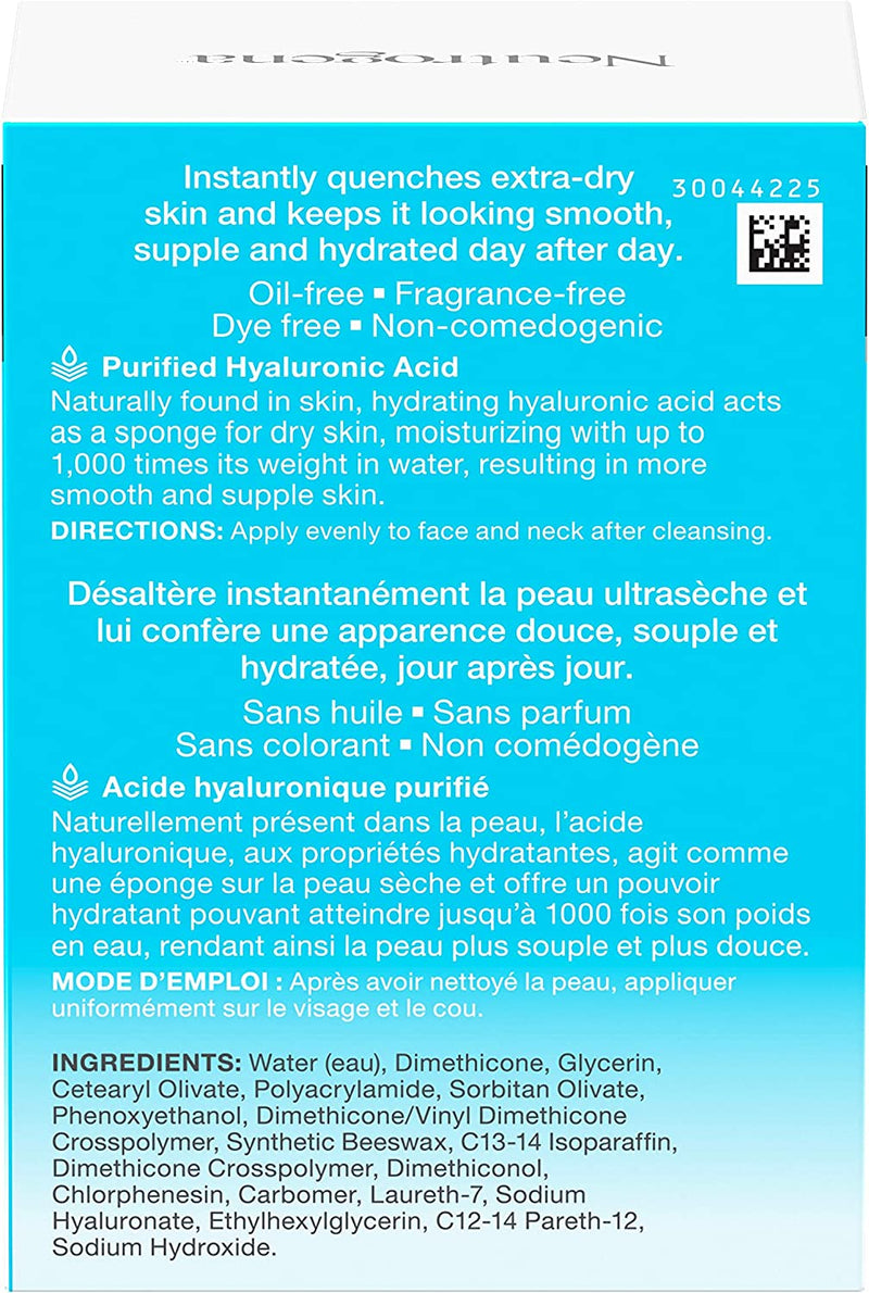 Neutrogena Hydro Boost Facial Gel Cream for Extra Dry Skin - Hyaluronic Acid to Hydrate Skin, Gel Moisturizer - 47ml