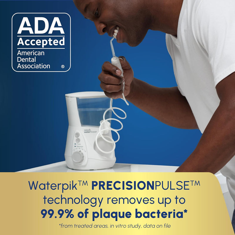 Waterpik Aquarius Water Flosser Professional For Teeth, Gums, Braces, Dental Care, Electric Power With 10 Settings, 7 Tips For Multiple Users And Needs, ADA Accepted, White WP-660