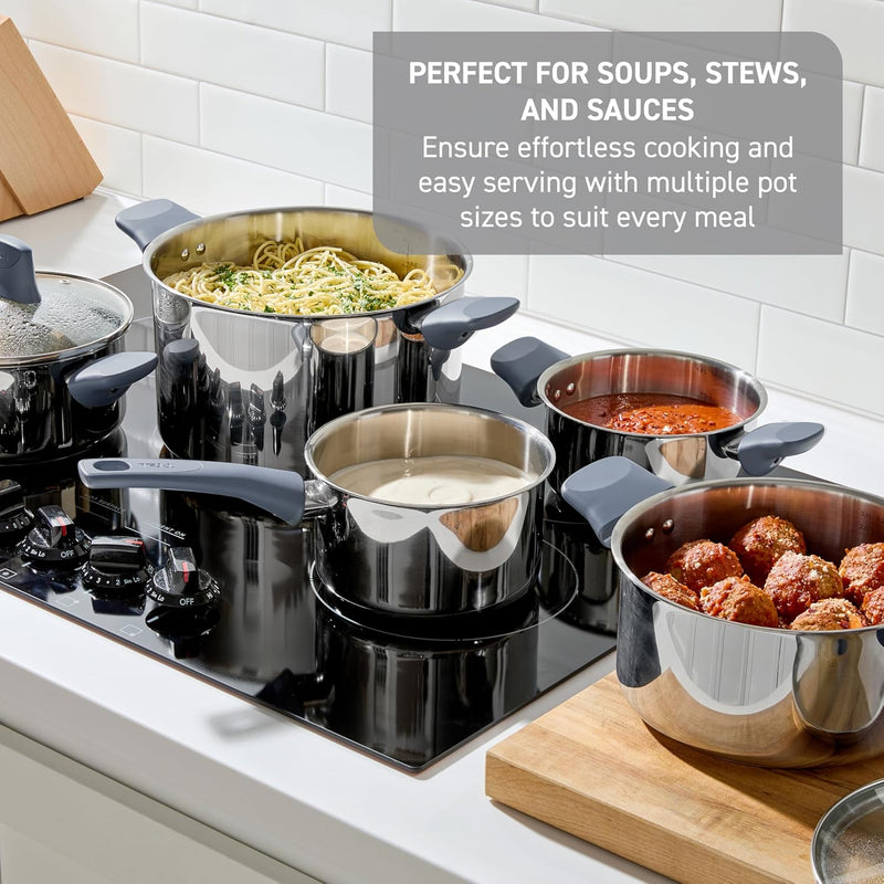 T-Fall 12-Piece Stainless Steel Cookware Set, Induction Compatible ...