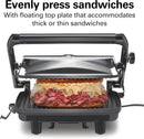 Panini Press Sandwich Maker & Electric Indoor Grill with Locking Lid, Opens Wide to Fit Any Thickness for Quesadillas, Burgers & More, Nonstick 8" x 10" Grids, Chrome (25460MNA)
