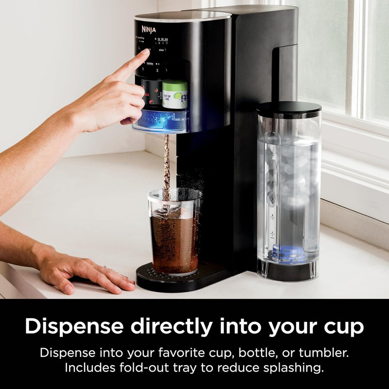 Ninja Thirsti Drink System, Soda Maker, Create Unique Sparkling & Still Drinks, Personalize Size & Flavor, Carbonated Water Machine, 60L CO2 Cylinder & Variety of Flavored Water Drops, Black WC1001