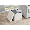 15-Inch Foldable Storage Cube Ottoman with Cushioned Seat, Collapsible Storage Box for Clothes Toys and Blankets, Footrest Organizer