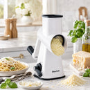 Rotary Drum Grater with 4 Stainless Steel Drums, Hand-Crank Cheese Grater, Vegetable Slicer, Fine & Coarse Grater, Ice Crusher with Suction Base