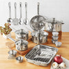 24-Piece Stainless Steel Cookware Set, Tri-Ply Base Pots & Pans with Glass Lids, Induction & Gas Compatible, Fry Pan, Dutch Oven & Kitchen Utensils