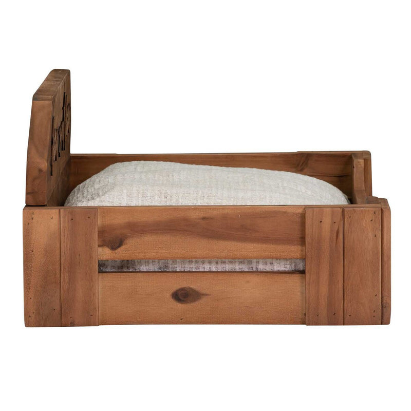 Bowser & Meowser Earth Friendly High Back Recycled Wood Pet Bed, Home Sweet Home