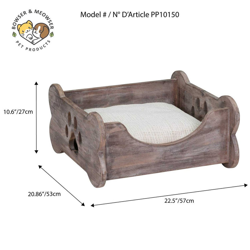 Bowser & Meowser Earth Friendly Recycled Wood Pet Bed, Bone Shape