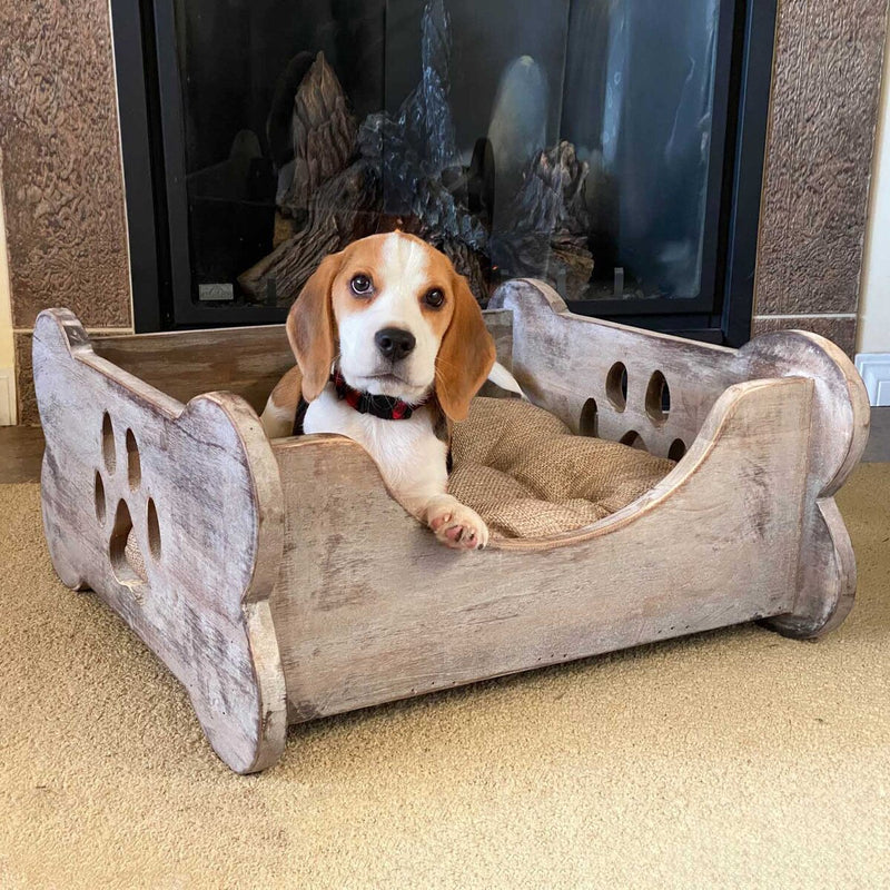 Bowser & Meowser Earth Friendly Recycled Wood Pet Bed, Bone Shape