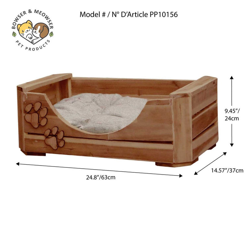 Bowser & Meowser Earth Friendly Recycled Wood Pet Bed, Paw Print