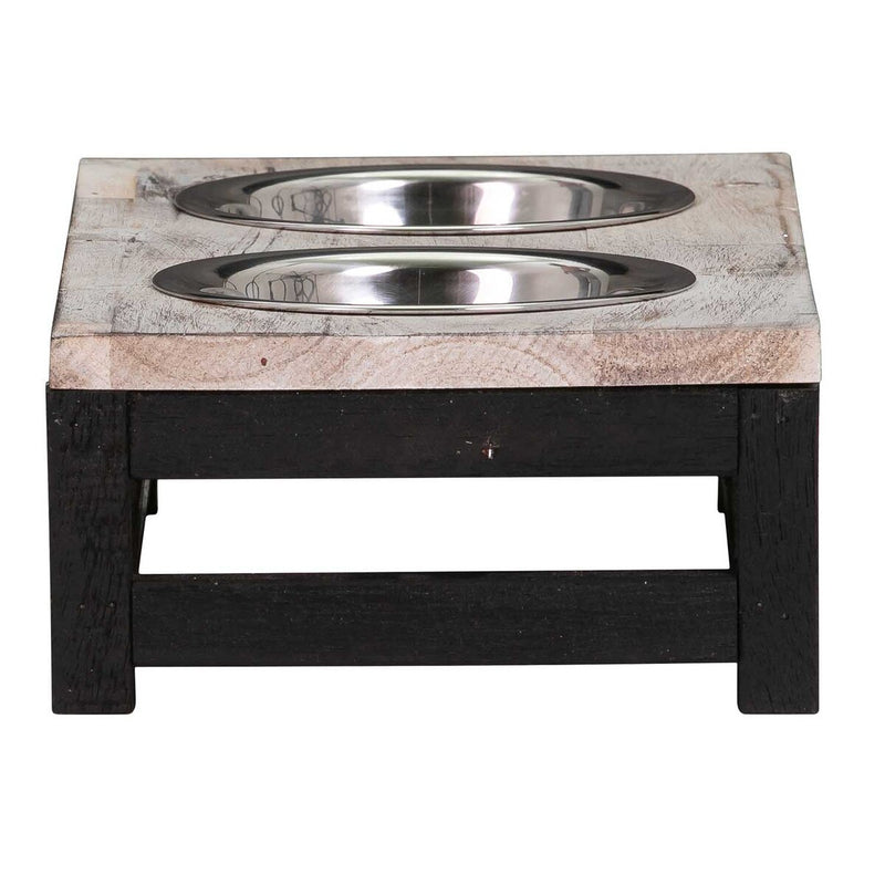 Bowser & Meowser Earth Friendly Recycled Wood Pet Feeding Dish, 2 Tone