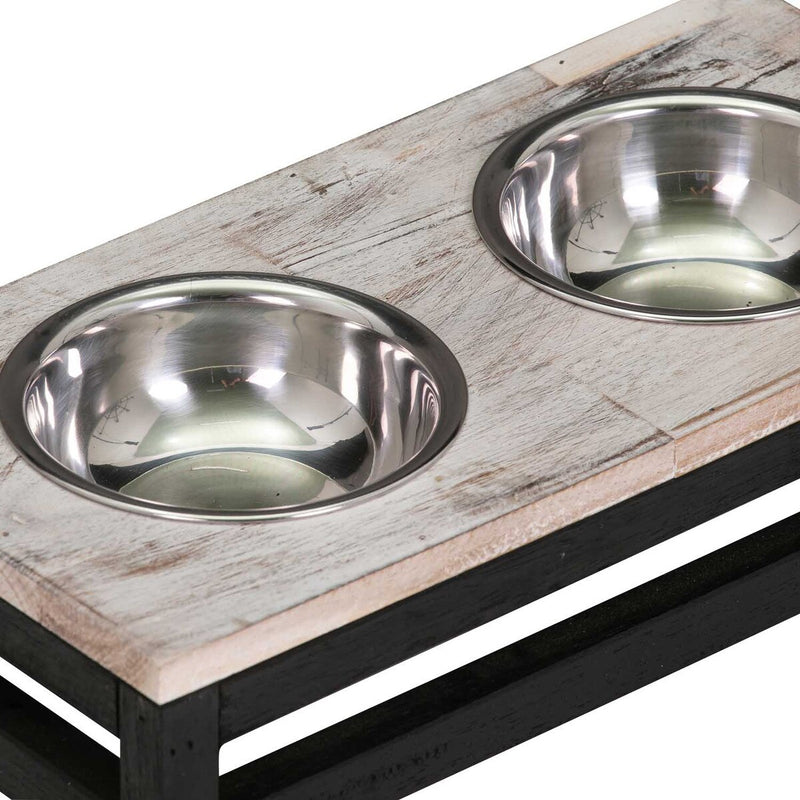 Bowser & Meowser Earth Friendly Recycled Wood Pet Feeding Dish, 2 Tone