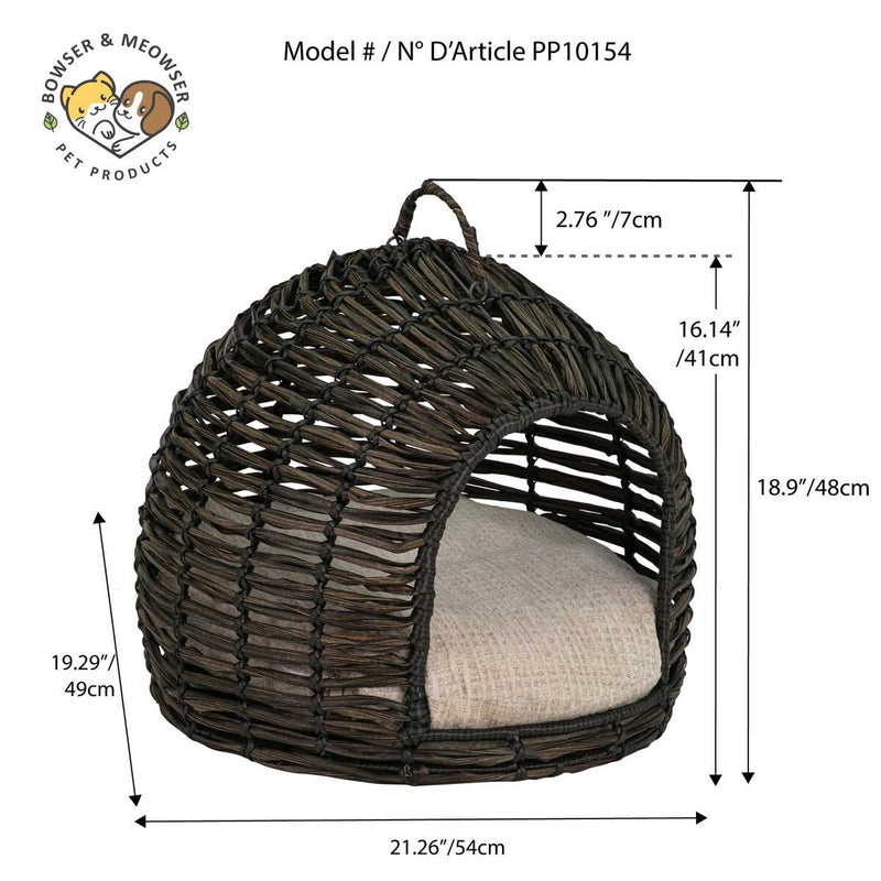 Bowser & Meowser Resin Wicker Hide Away Pet Bed with Handle