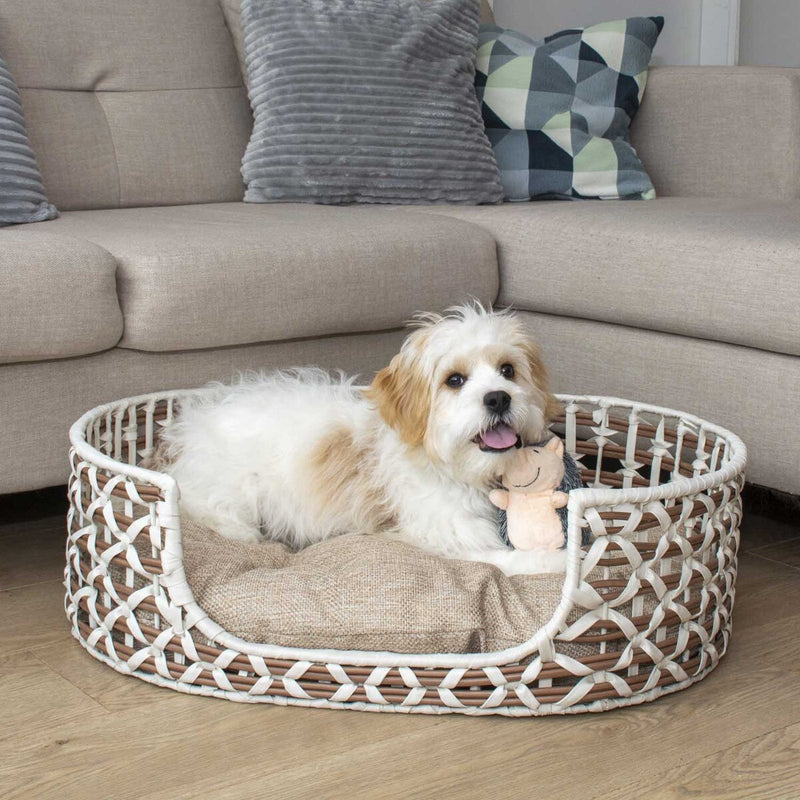 Bowser & Meowser Resin Wicker Pet Bed, Oval