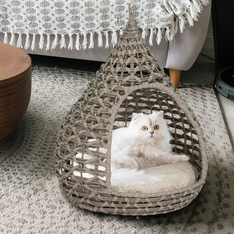 Bowser & Meowser Resin Wicker Pet Bed, Tear Drop