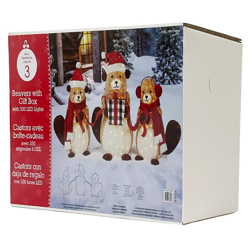 Christmas Beavers with Gift Box Set of 3