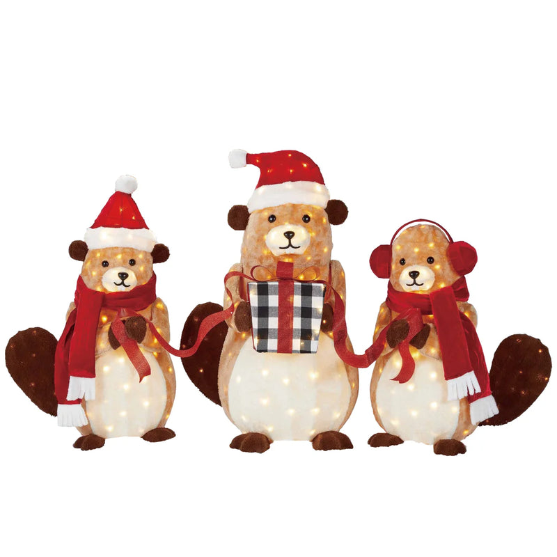 Christmas Beavers with Gift Box Set of 3