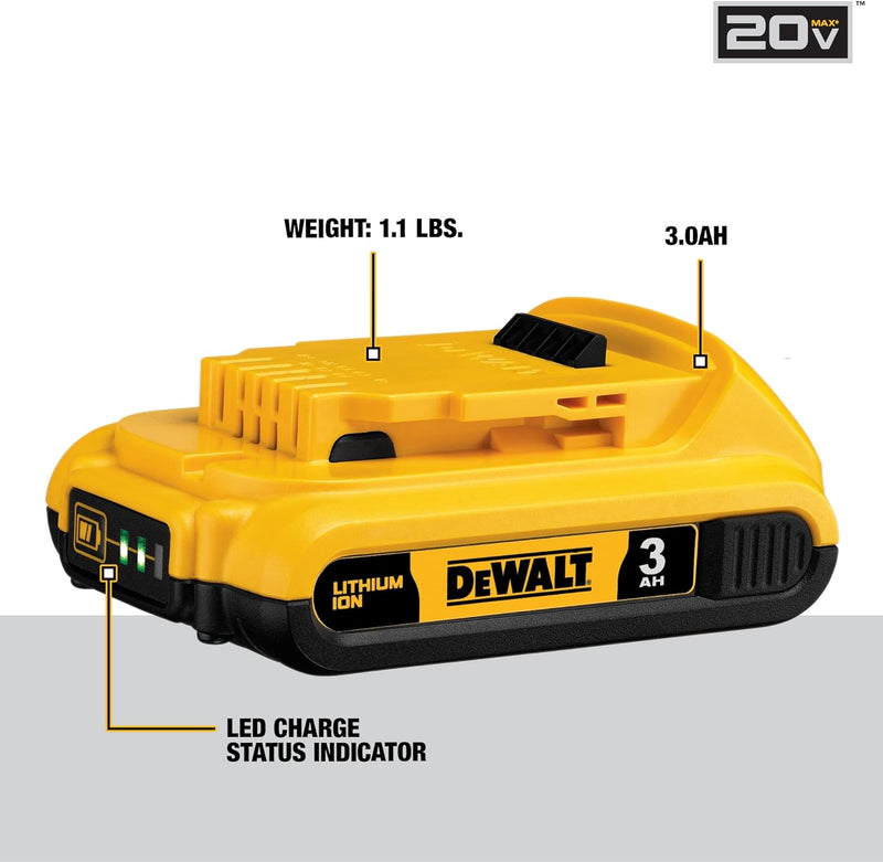 DEWALT 20V MAX Battery Pack with Charger, 3-Ah (DCB230C)