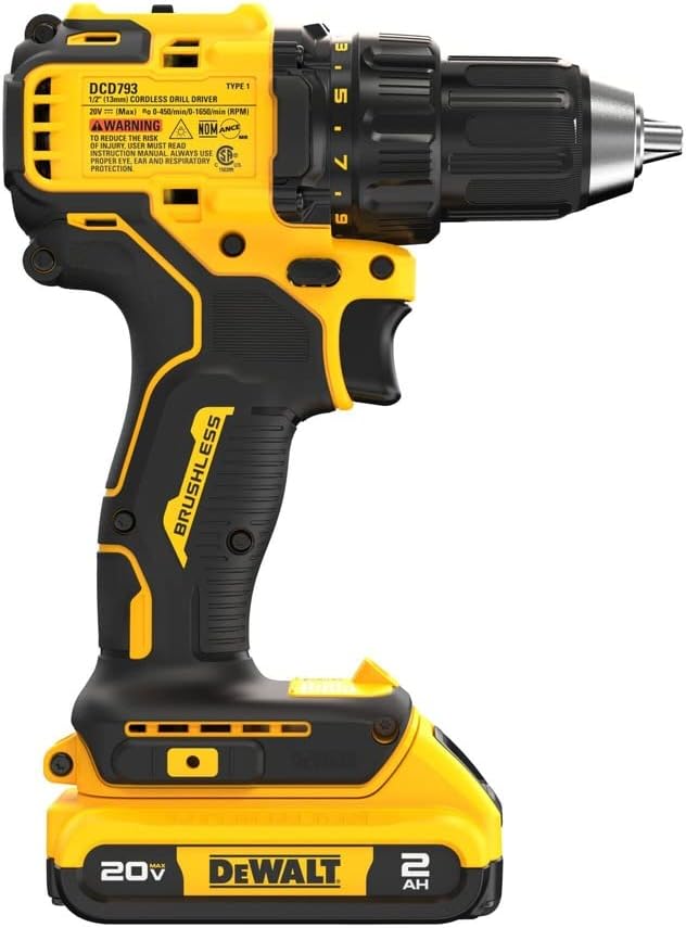 DEWALT 20V MAX Brushless 12 in. Cordless Compact Drill Driver Kit, Ratcheting Chuck, LED (DCD793D1)