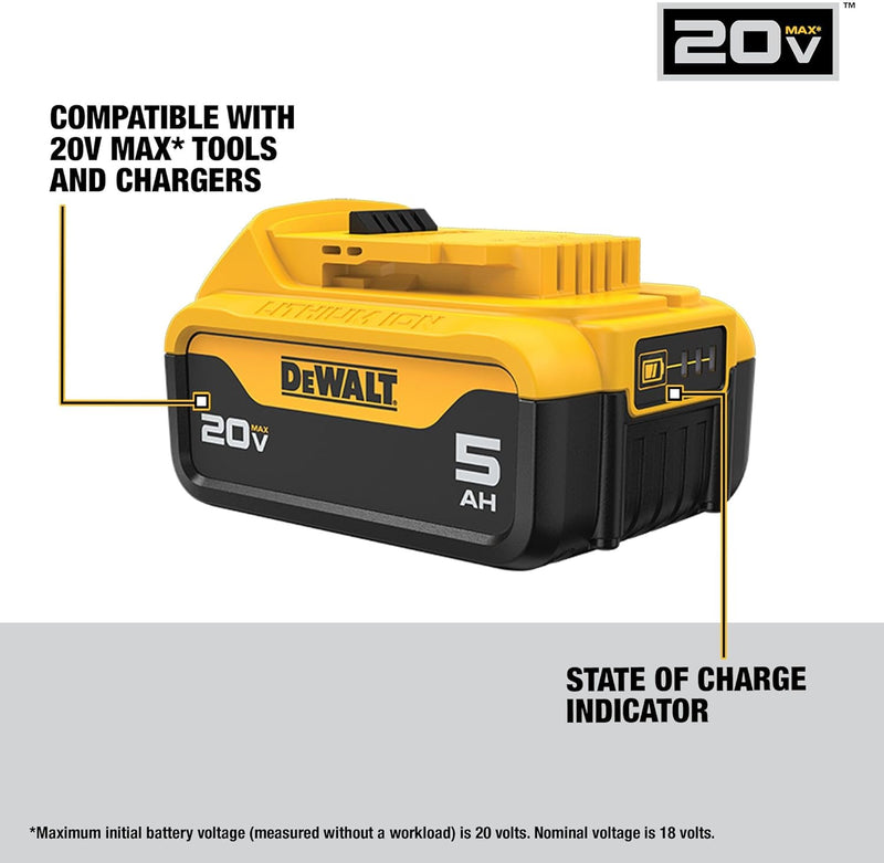 DEWALT 20V MAX XR Battery, Lithium Ion, 5.0Ah (DCB205)