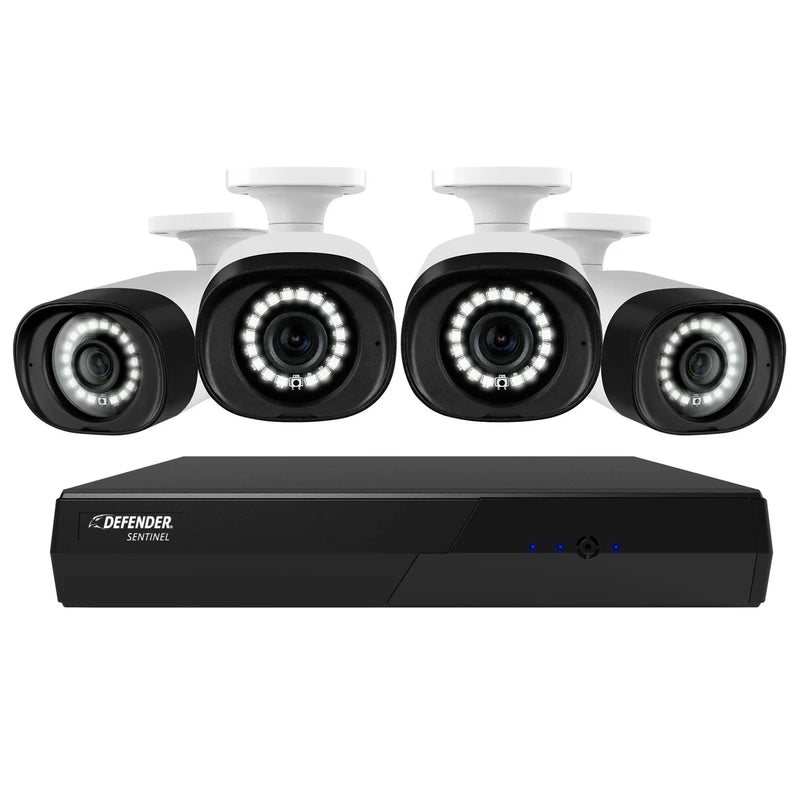 Defender Sentinel 4K Ultra HD POE Wired NVR Security System with 4 Cameras