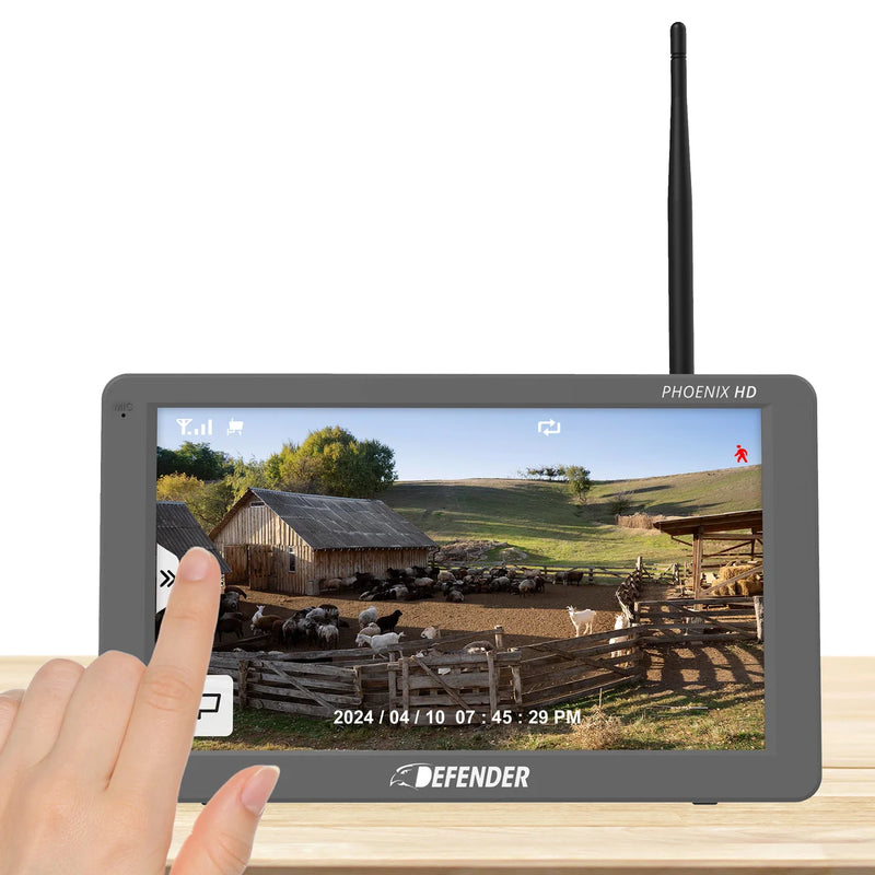 Defender PHOENIXHD Non-WiFi, Plug-in Power Security System with 2 Cameras & 10.1” HD Monitor