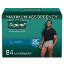 Depend Men's Maximum Absorbency Underwear Large 84