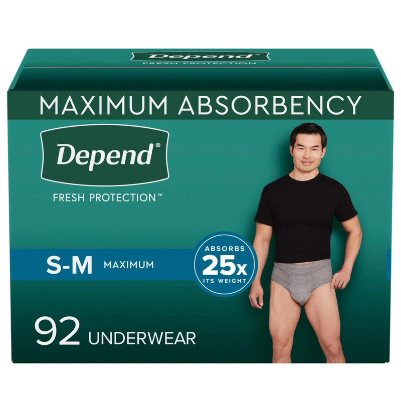 Depend Men's Maximum Absorbency Underwear, Small/Medium