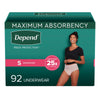 Depend Women's Maximum Absorbency Underwear Small