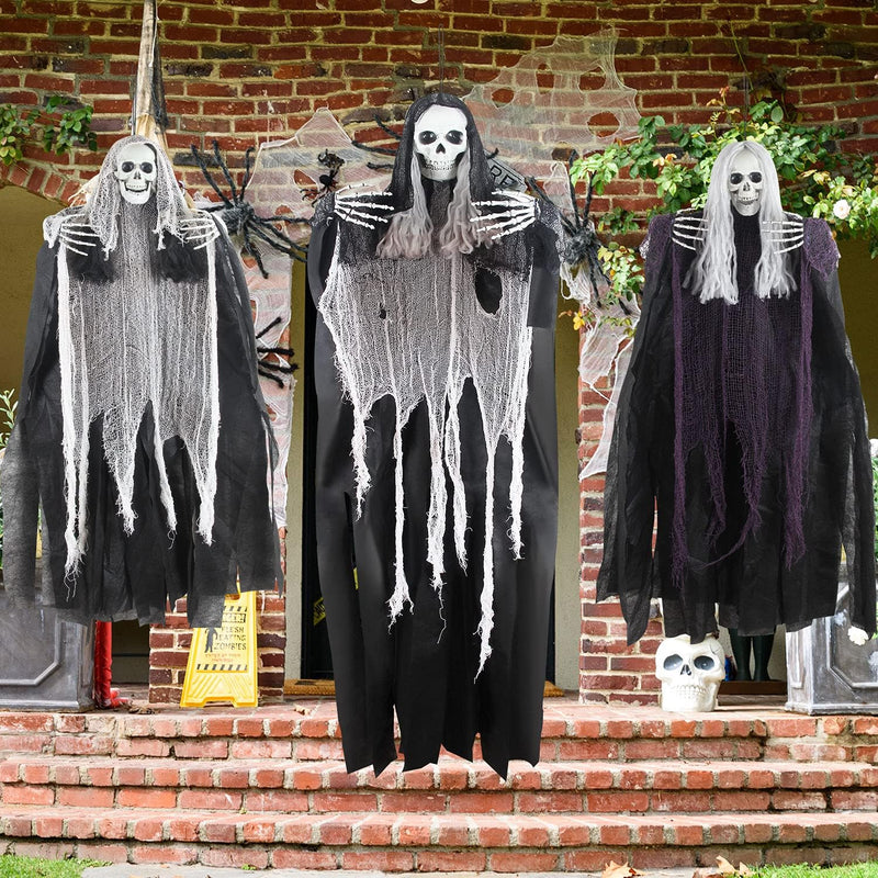 EIDIND 3 Pack Halloween Hanging Grim Reapers, One 59” and Two 36”