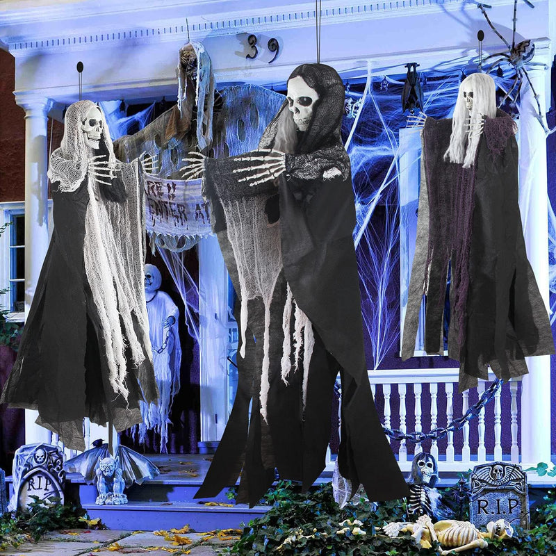 EIDIND 3 Pack Halloween Hanging Grim Reapers, One 59” and Two 36”