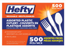 Hefty Plastic Forks, Knives, Spoons, Pack of 500 Each