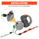 HENU Double Retractable Dog Leash – 360° Tangle-Free Dual Dog Leash for Walking 2 Dogs up to 50lbs Each, 3M Long Nylon Cords, Durable ABS Shell