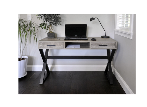 JR Home Collection Industrial Look X Desk with Drawers