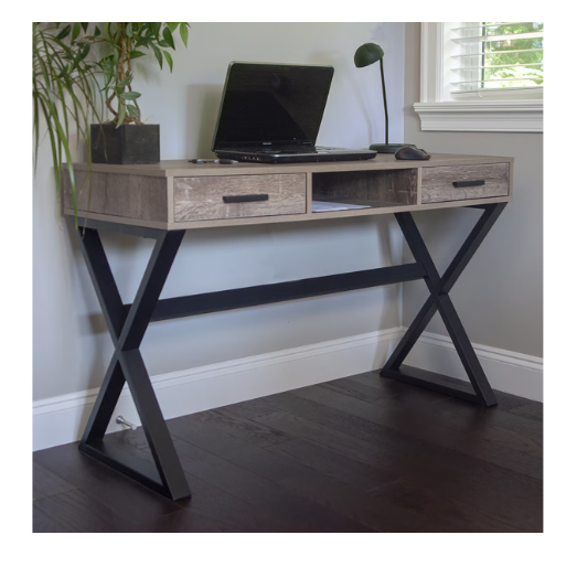 JR Home Collection Industrial Look X Desk with Drawers