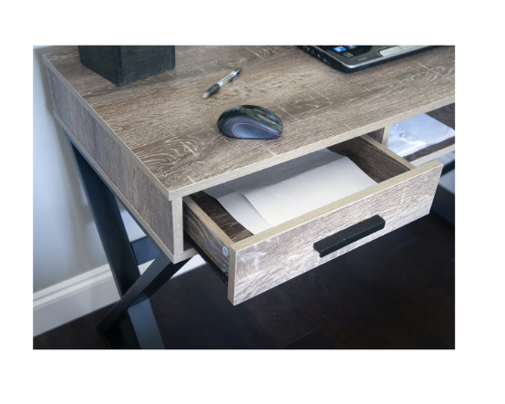 JR Home Collection Industrial Look X Desk with Drawers